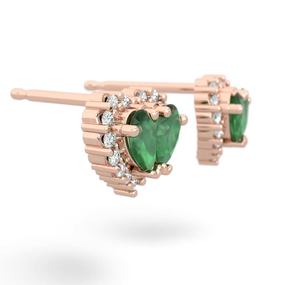 Emerald Halo 14K Rose Gold earrings E7008