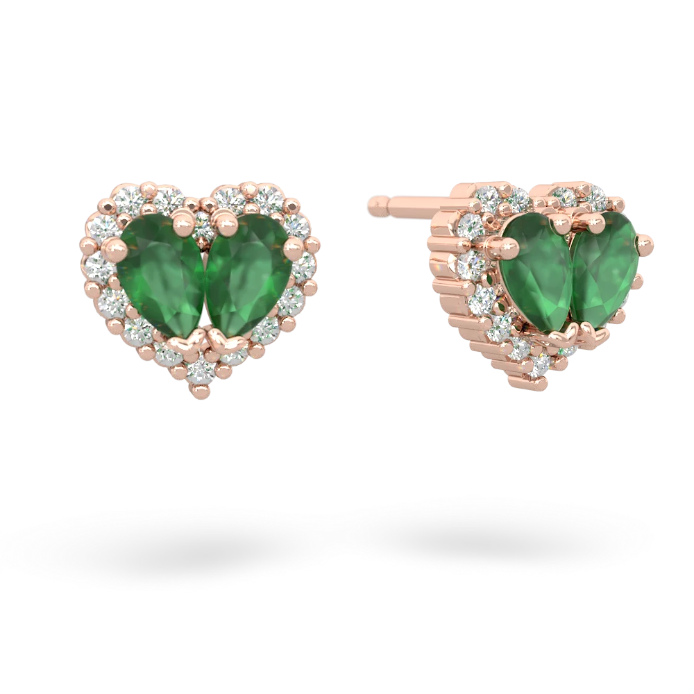 Emerald Halo 14K Rose Gold earrings E7008