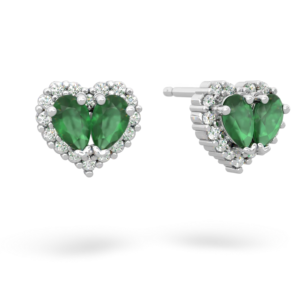 Emerald Halo 14K White Gold earrings E7008