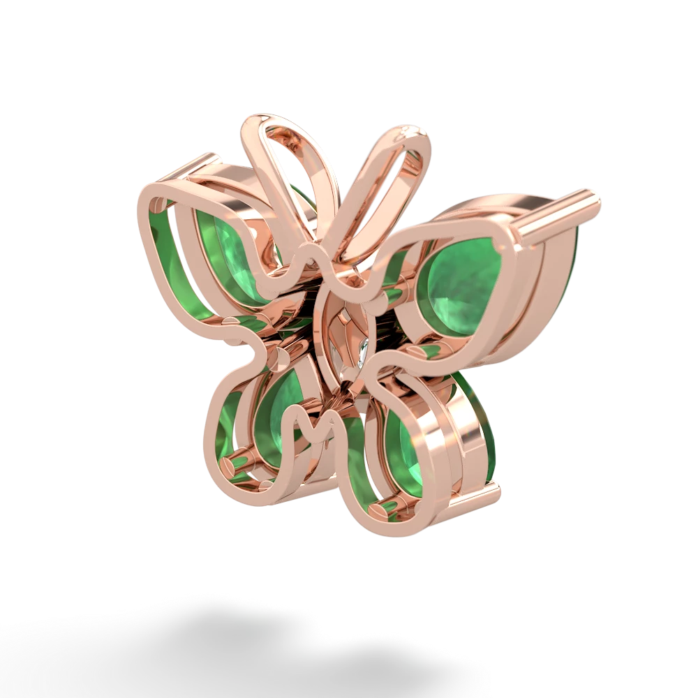 Emerald Butterfly 14K Rose Gold pendant P2215