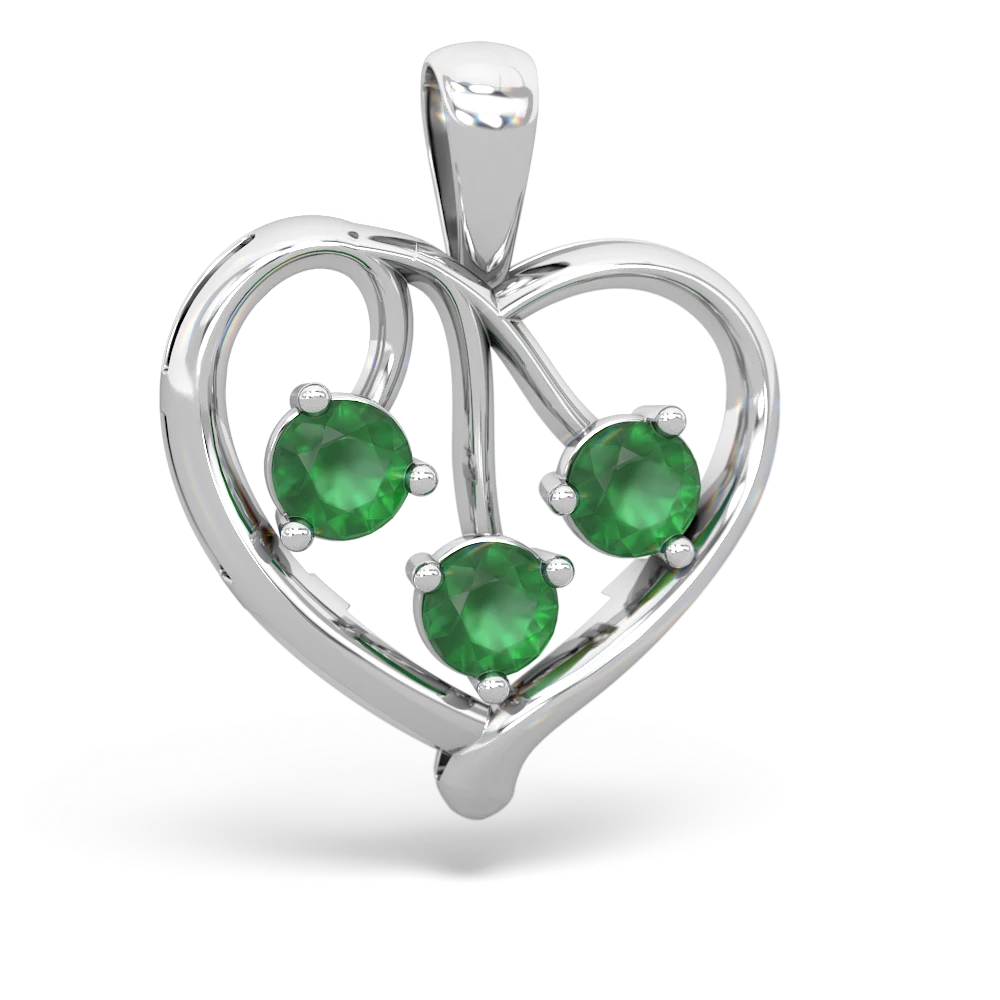 Onyx Glowing Heart 14K White Gold pendant P2233