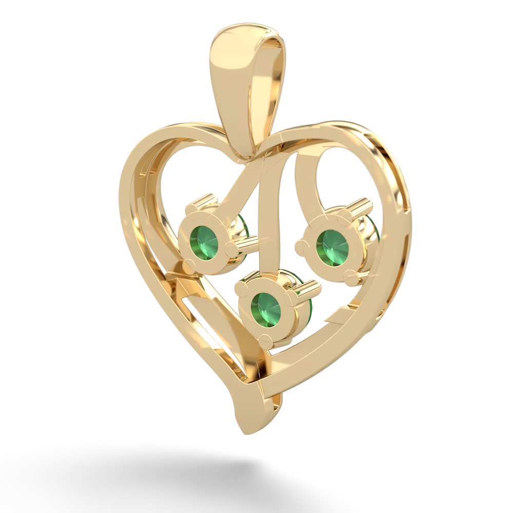 Emerald Glowing Heart 14K Yellow Gold pendant P2233