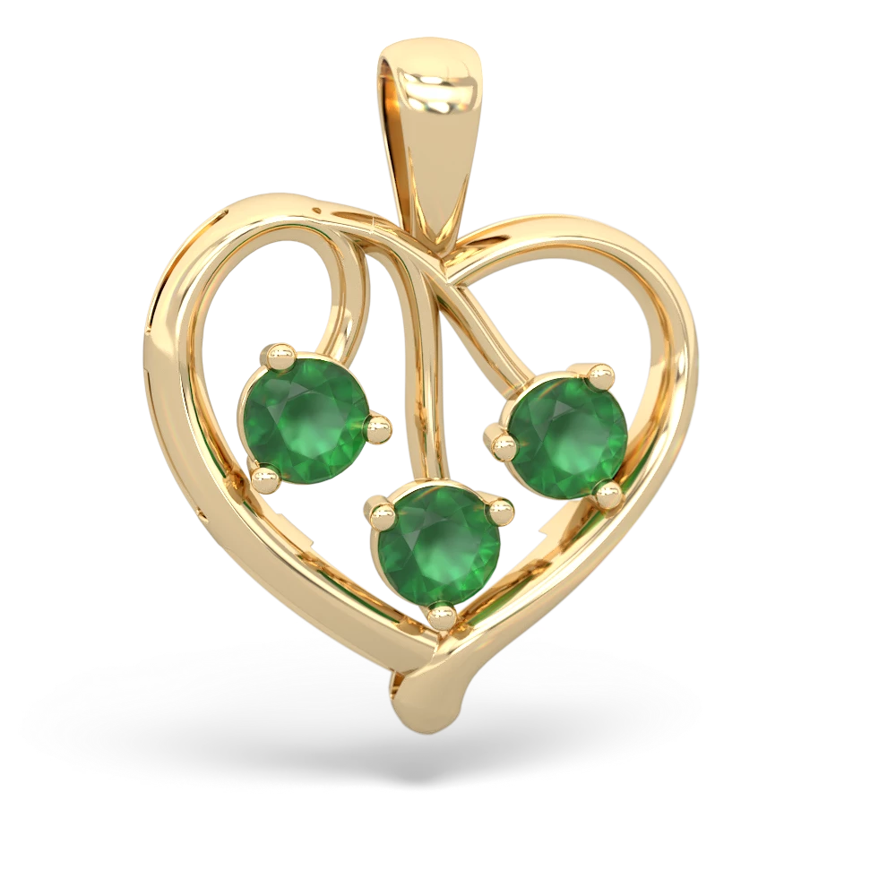 Emerald Glowing Heart 14K Yellow Gold pendant P2233