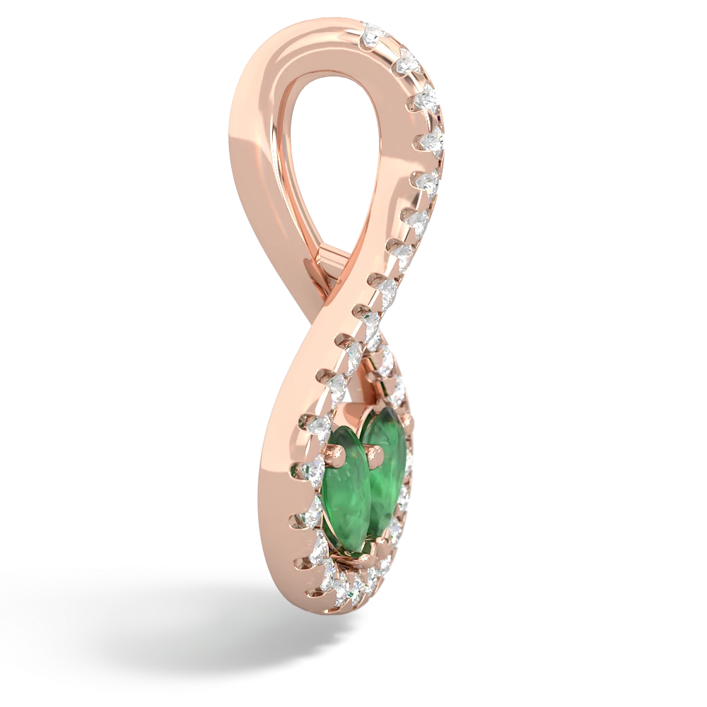 Emerald Pave Twist 'One Heart' 14K Rose Gold pendant P5360