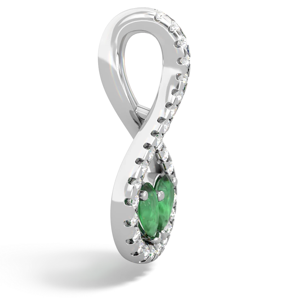 Emerald Pave Twist 'One Heart' 14K White Gold pendant P5360