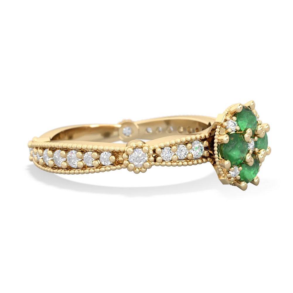 Emerald Sparkling Tiara Cluster 14K Yellow Gold ring R26293RD