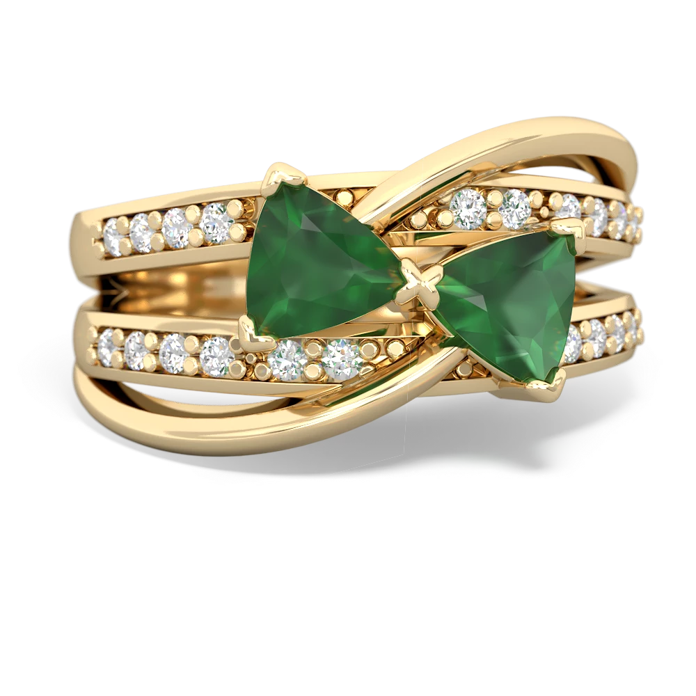 Emerald Bowtie 14K Yellow Gold ring R2360