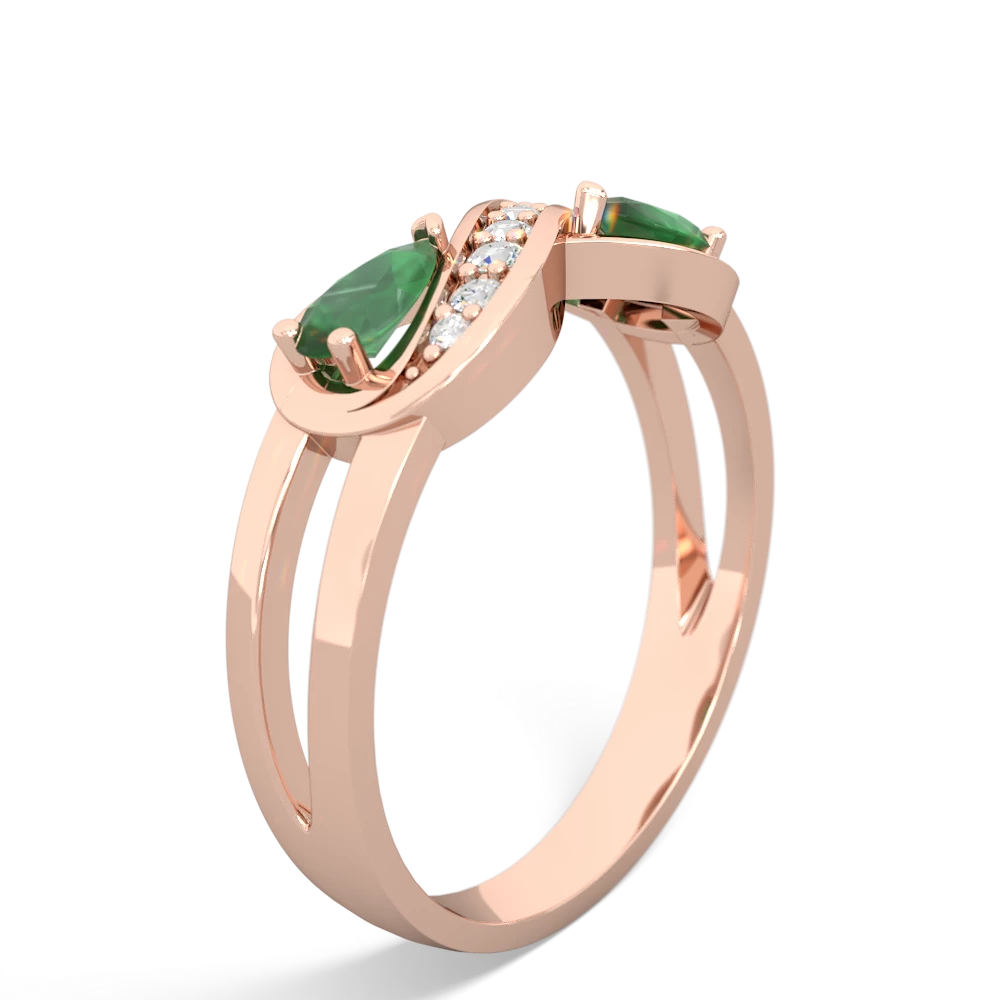 Emerald Diamond Infinity 14K Rose Gold ring R5390