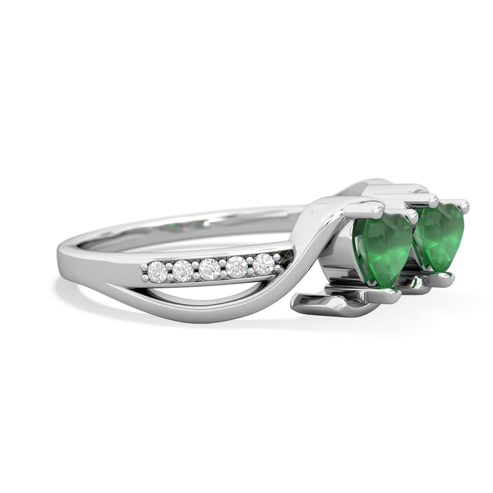 Emerald Side By Side 14K White Gold ring R3090