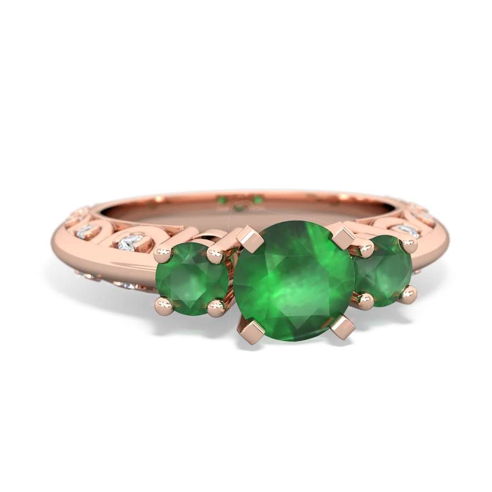 Emerald Art Deco Eternal Embrace Engagement 14K Rose Gold ring C2003