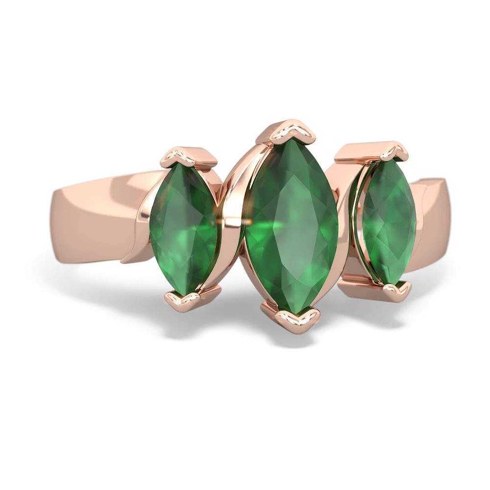 Lab Emerald Three Peeks 14K Rose Gold ring R2433