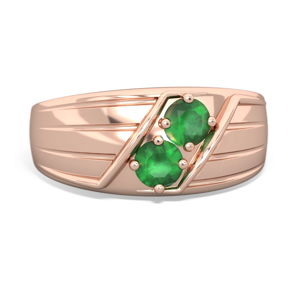 Emerald Men's Streamline 14K Rose Gold ring R0460