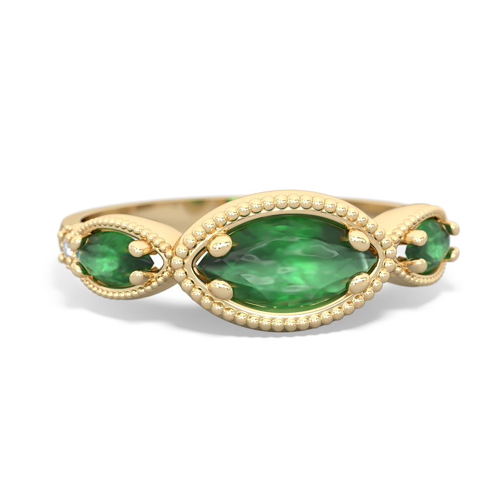 Peridot Milgrain Marquise 14K Yellow Gold ring R5700