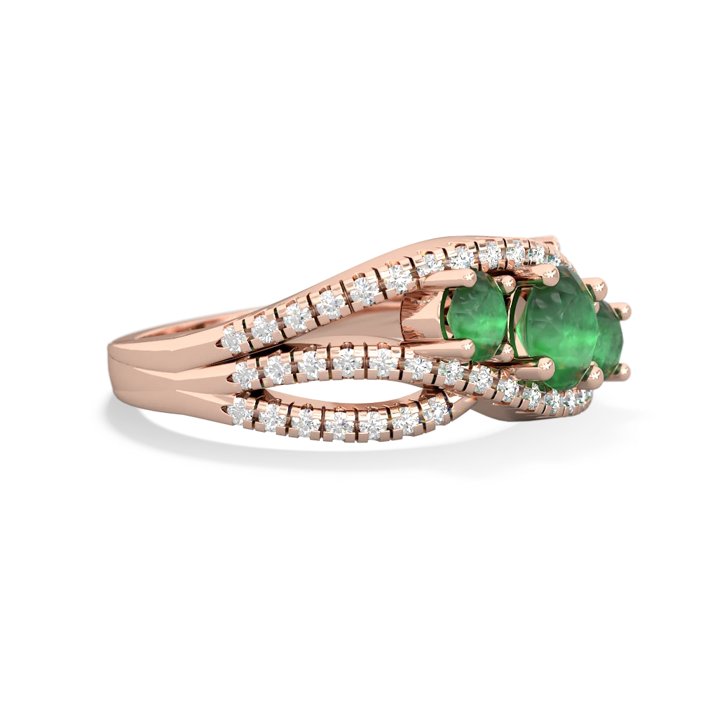 Lab Emerald Three Stone Aurora 14K Rose Gold ring R3080