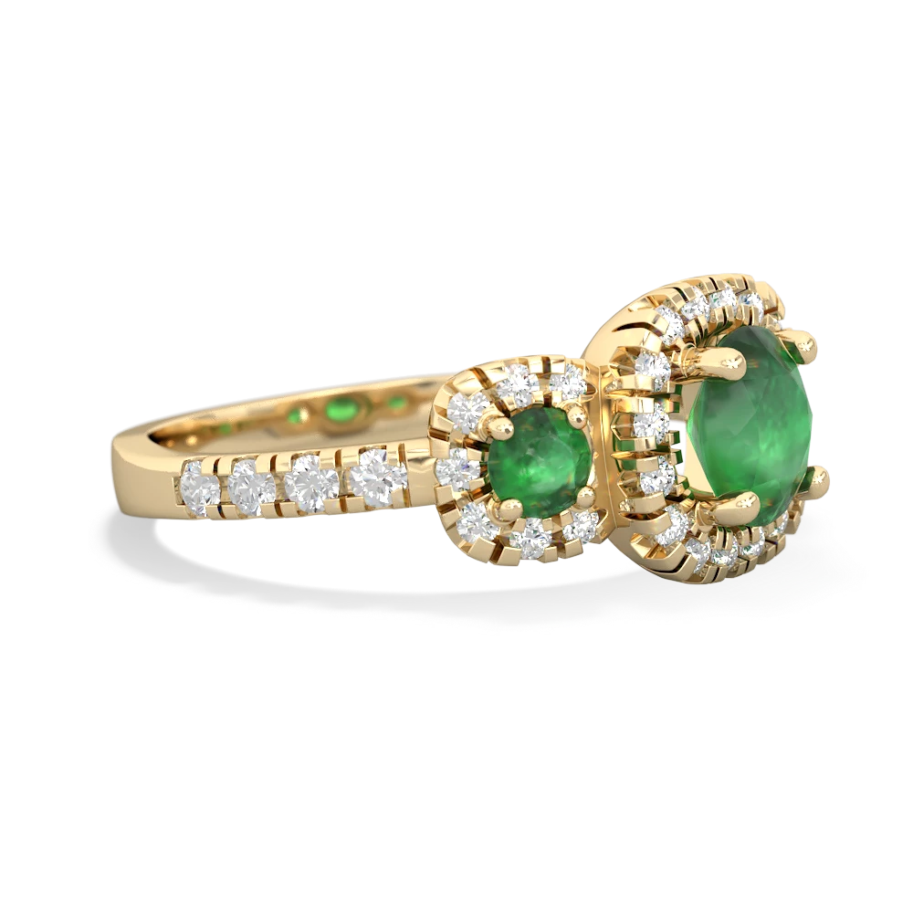 Lab Emerald Regal Halo 14K Yellow Gold ring R5350