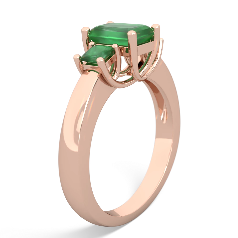 Smoky Quartz Three Stone Emerald-Cut Trellis 14K Rose Gold ring R4021