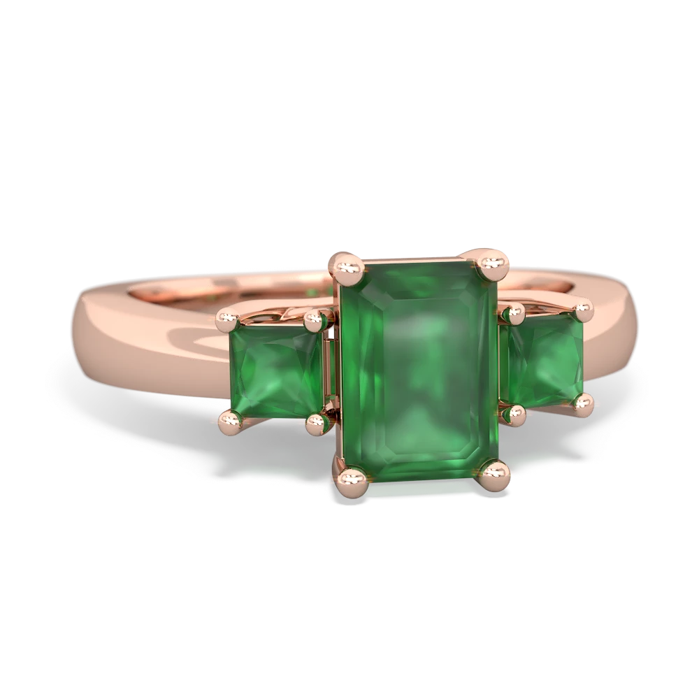 Alexandrite Three Stone Emerald-Cut Trellis 14K Rose Gold ring R4021