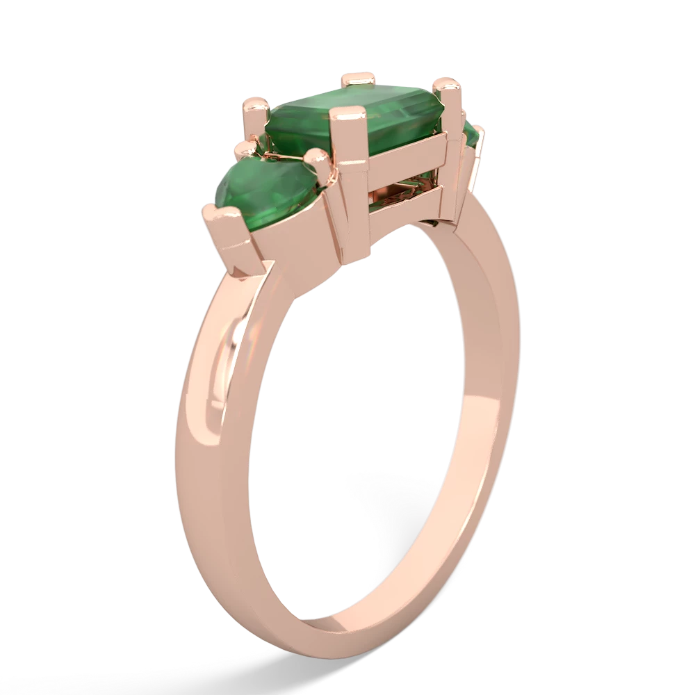 Lab Emerald Three Stone 14K Rose Gold ring R5235