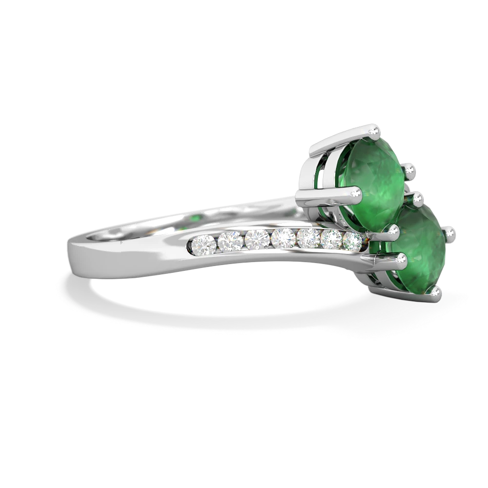 Emerald Channel Set Two Stone 14K White Gold ring R5303