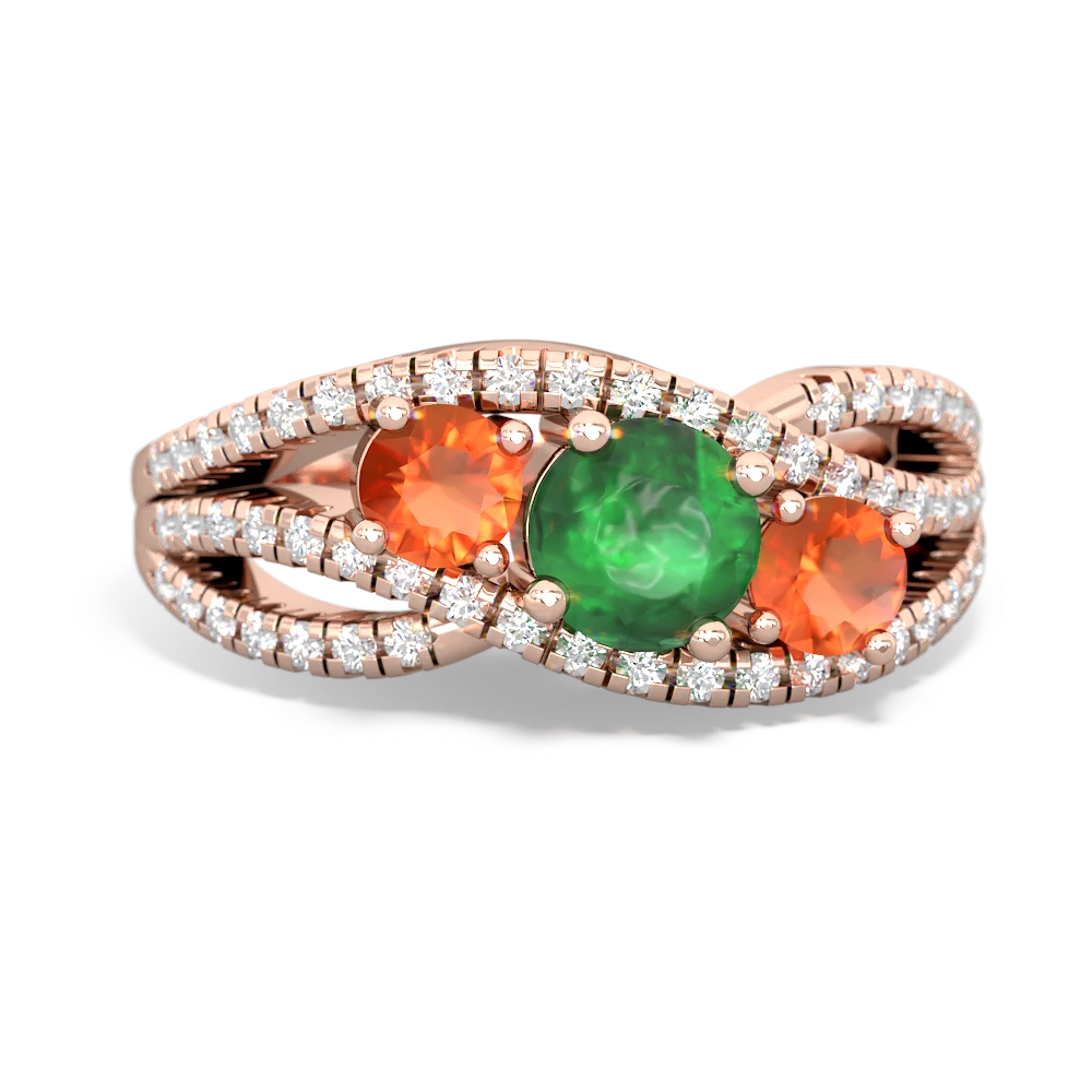 Emerald Three Stone Aurora 14K Rose Gold ring R3080