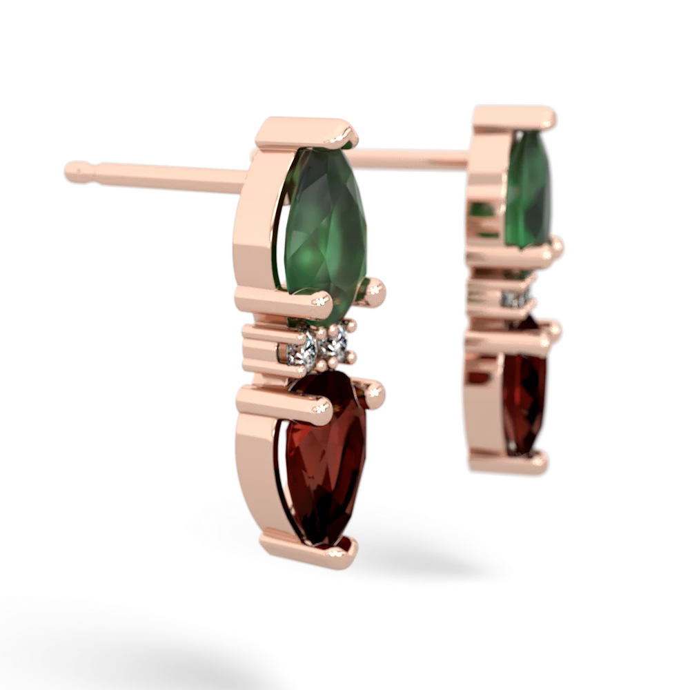 Emerald Bowtie Drop 14K Rose Gold earrings E0865