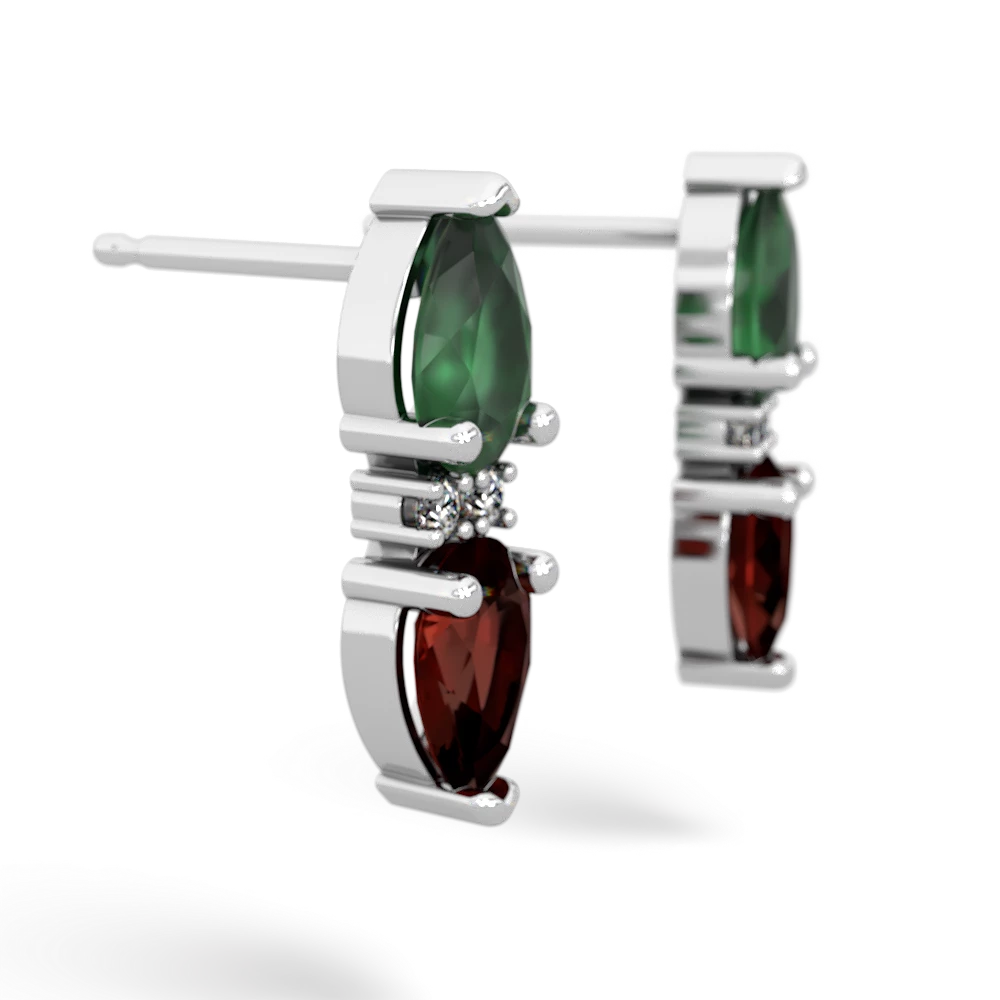 Emerald Bowtie Drop 14K White Gold earrings E0865