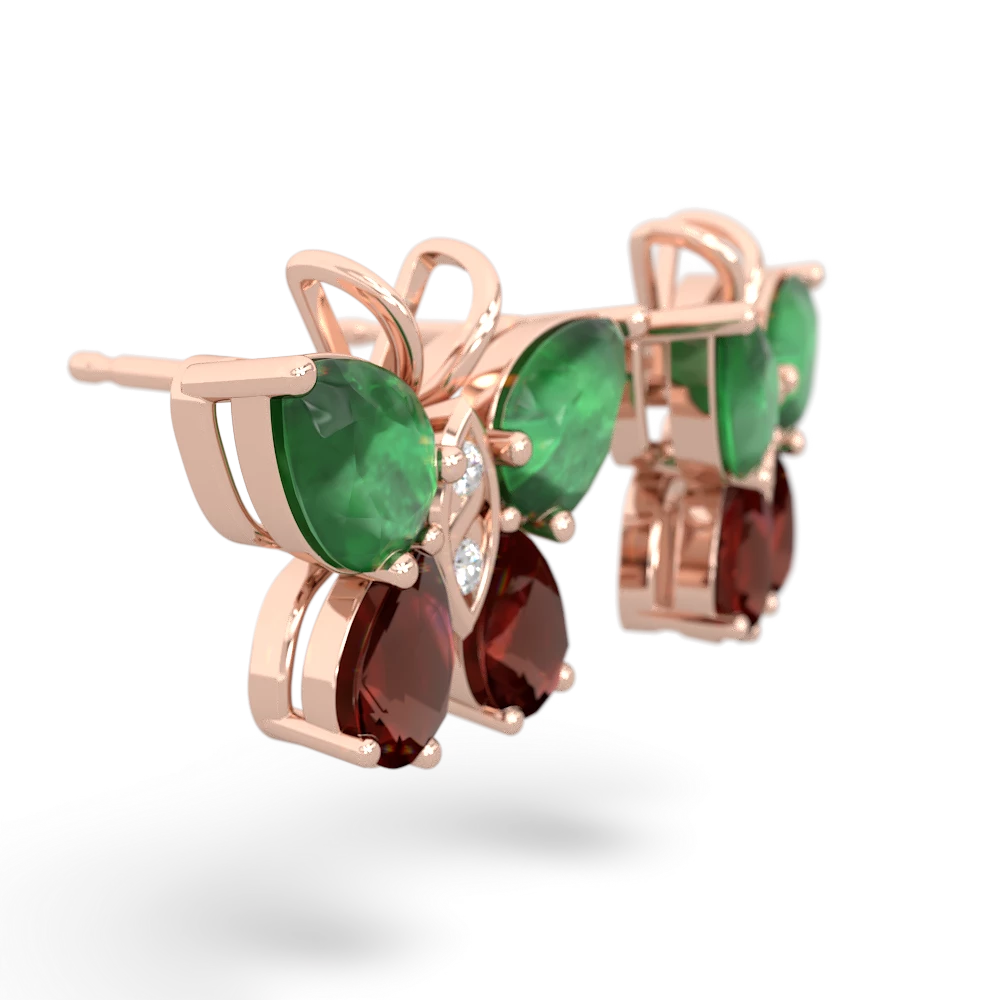 Emerald Butterfly 14K Rose Gold earrings E2215