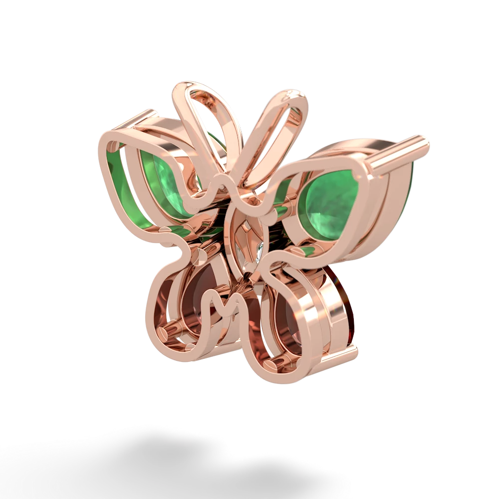 Emerald Butterfly 14K Rose Gold pendant P2215