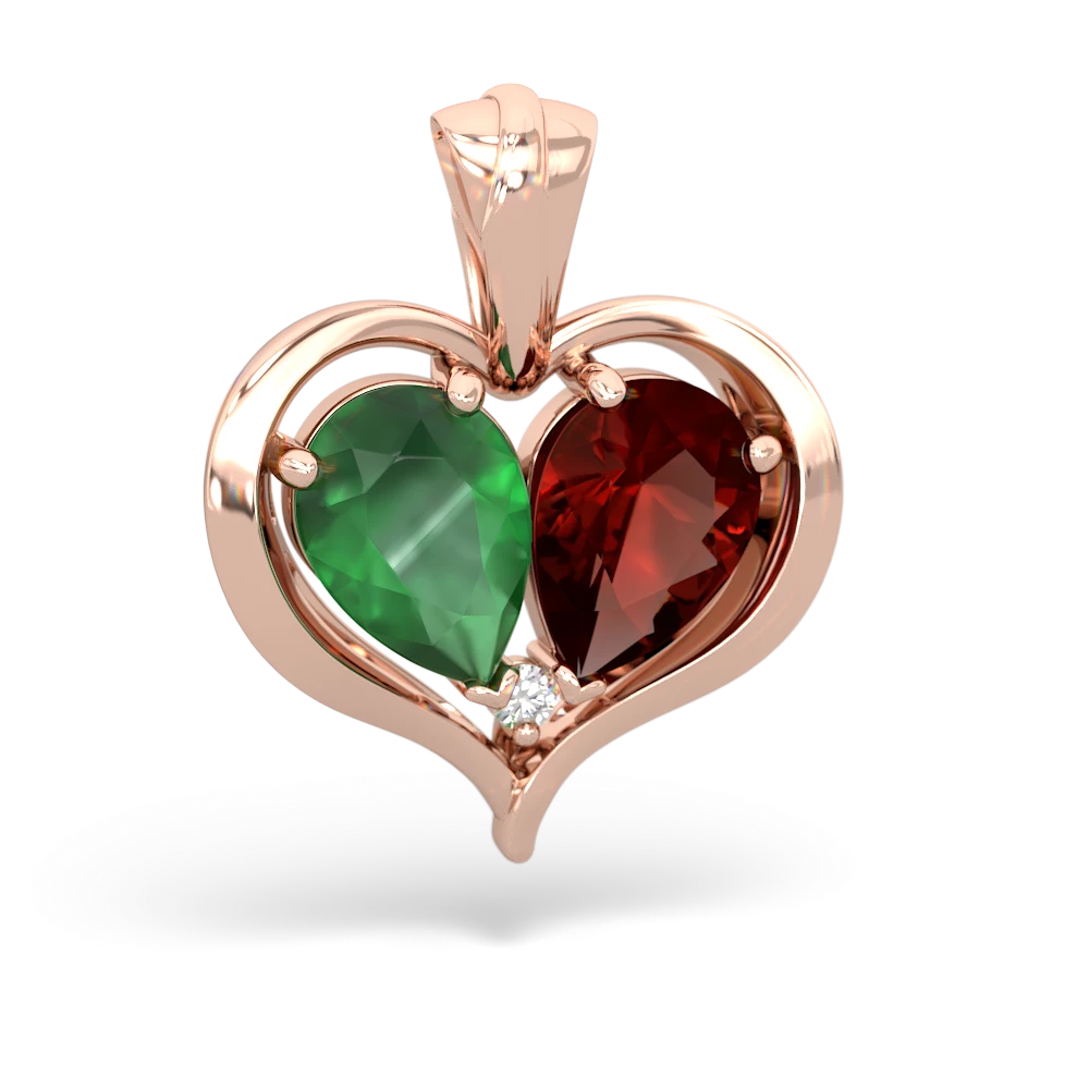 Emerald Two Become One 14K Rose Gold pendant P5330