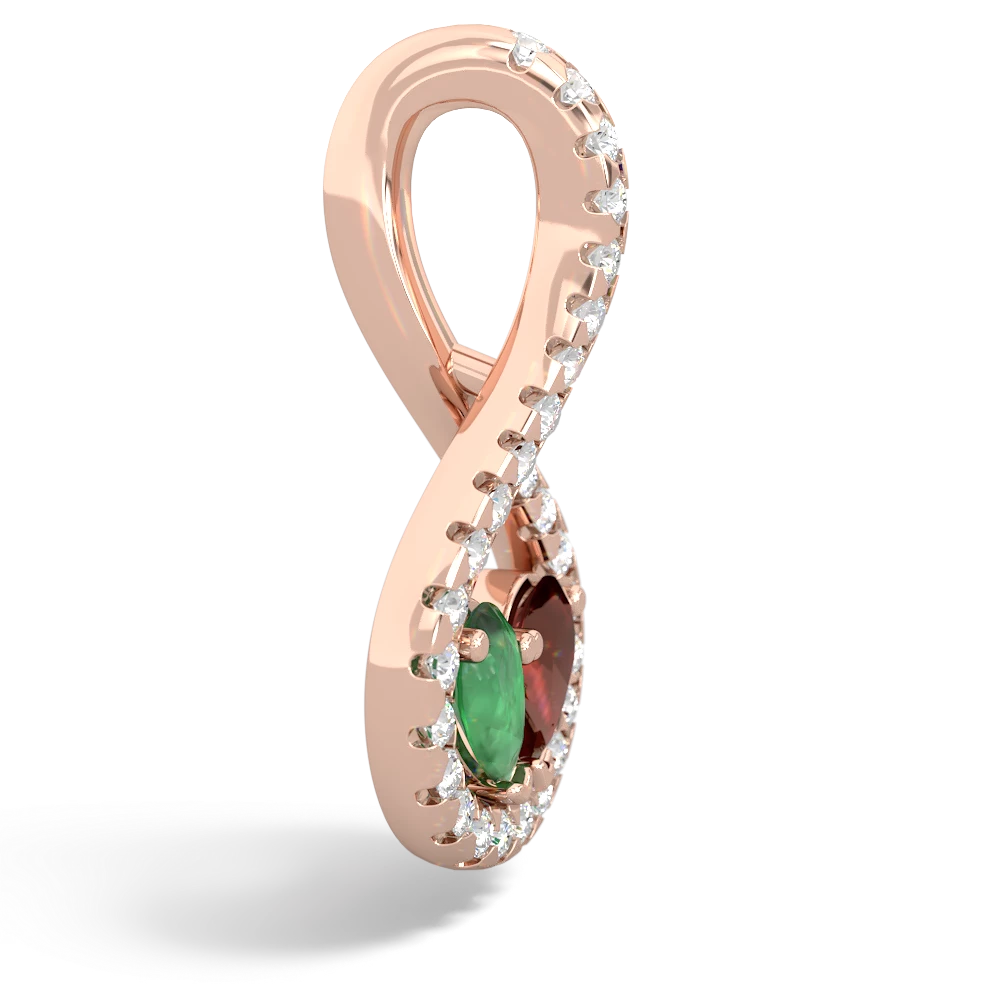 Emerald Pave Twist 'One Heart' 14K Rose Gold pendant P5360