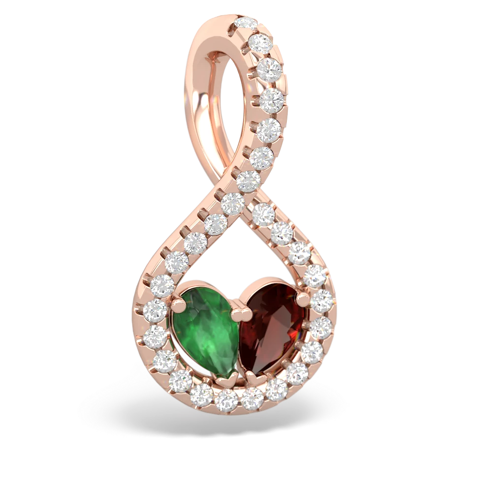 Emerald Pave Twist 'One Heart' 14K Rose Gold pendant P5360