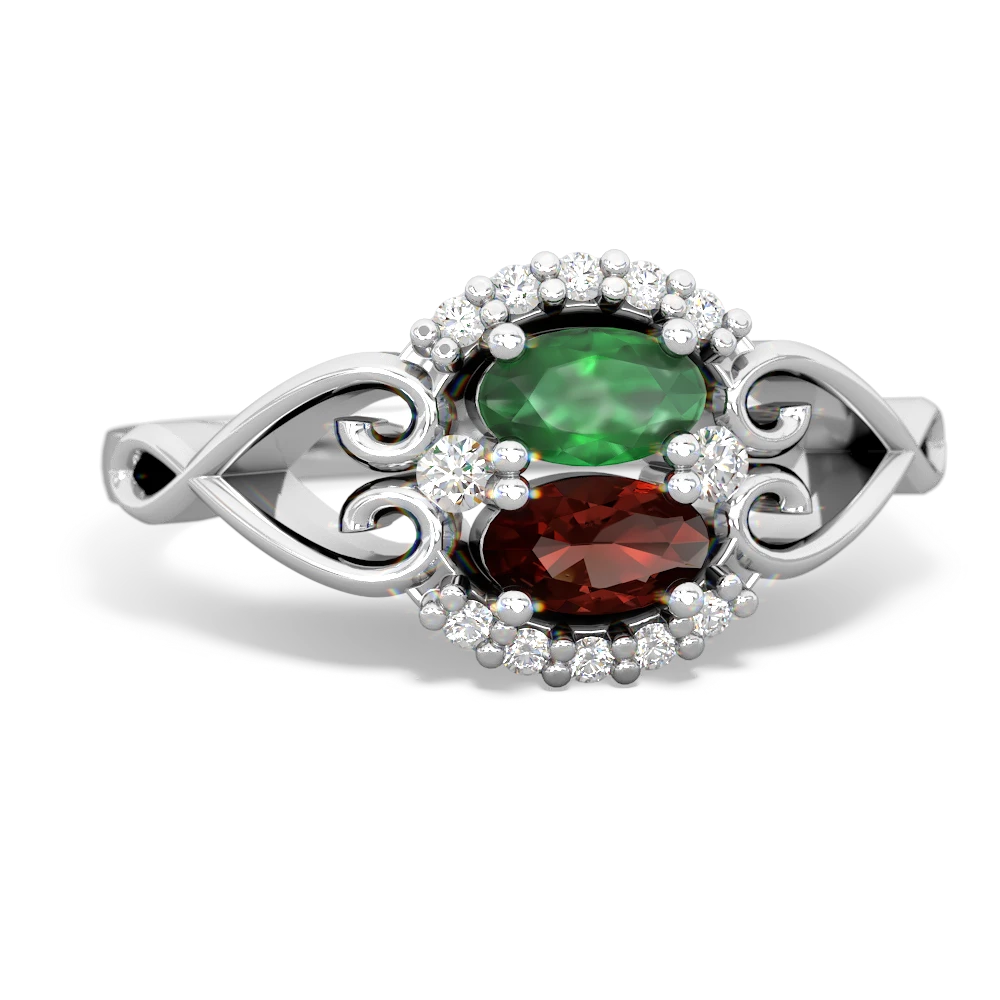 Emerald Love Nest 14K White Gold ring R5860