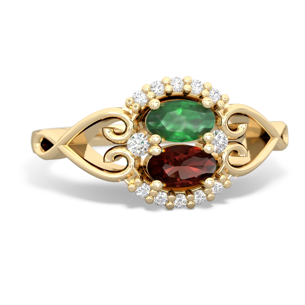 Emerald Love Nest 14K Yellow Gold ring R5860