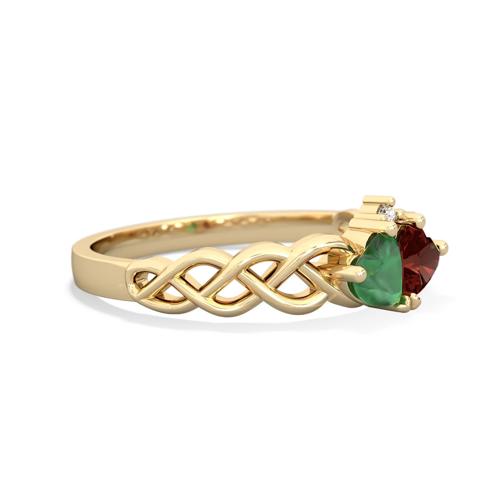 Emerald Heart To Heart Braid 14K Yellow Gold ring R5870