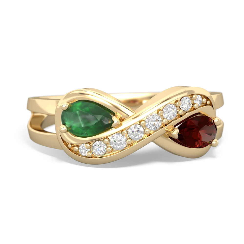 Emerald Diamond Infinity 14K Yellow Gold ring R5390