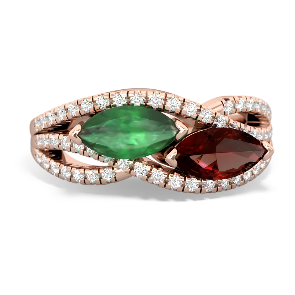 Emerald Diamond Rivers 14K Rose Gold ring R3070