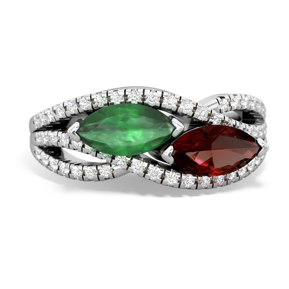 Emerald Diamond Rivers 14K White Gold ring R3070