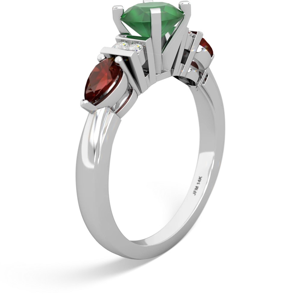 Emerald 6Mm Round Eternal Embrace Engagement 14K White Gold ring R2005