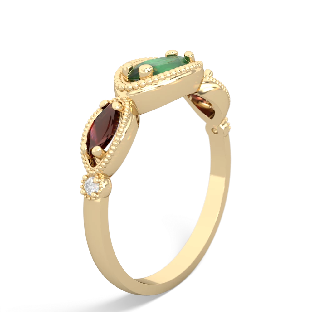 Emerald Milgrain Marquise 14K Yellow Gold ring R5700