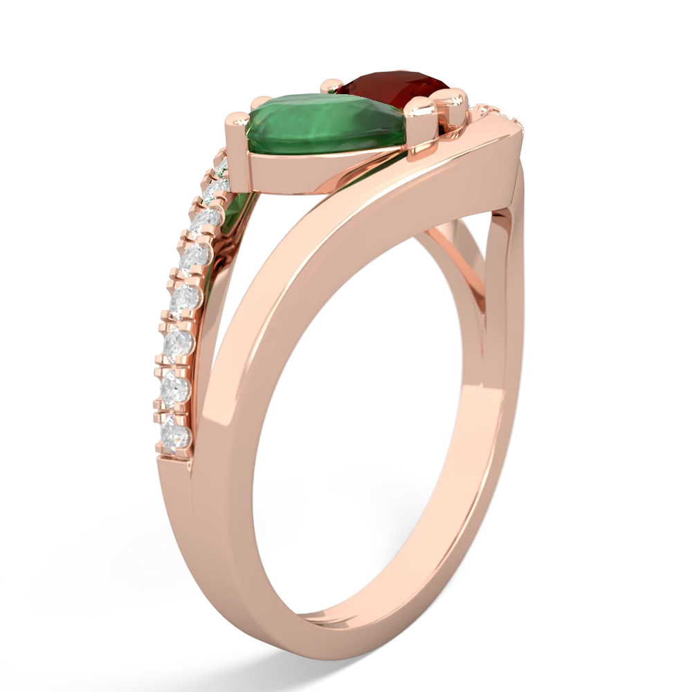 Emerald Nestled Heart Keepsake 14K Rose Gold ring R5650