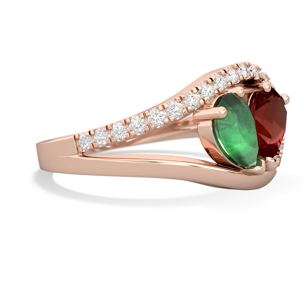 Emerald Nestled Heart Keepsake 14K Rose Gold ring R5650