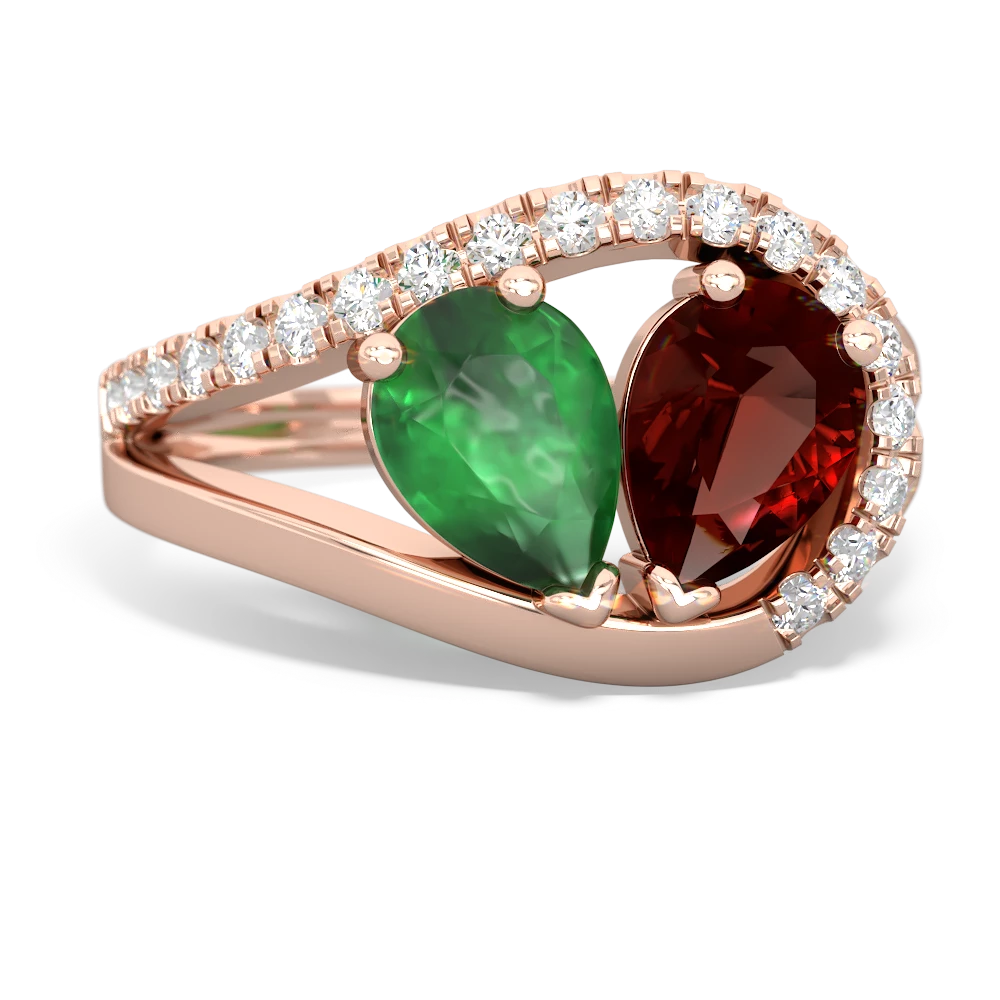 Emerald Nestled Heart Keepsake 14K Rose Gold ring R5650