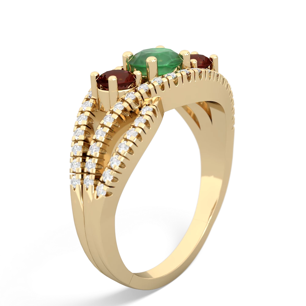 Emerald Three Stone Aurora 14K Yellow Gold ring R3080