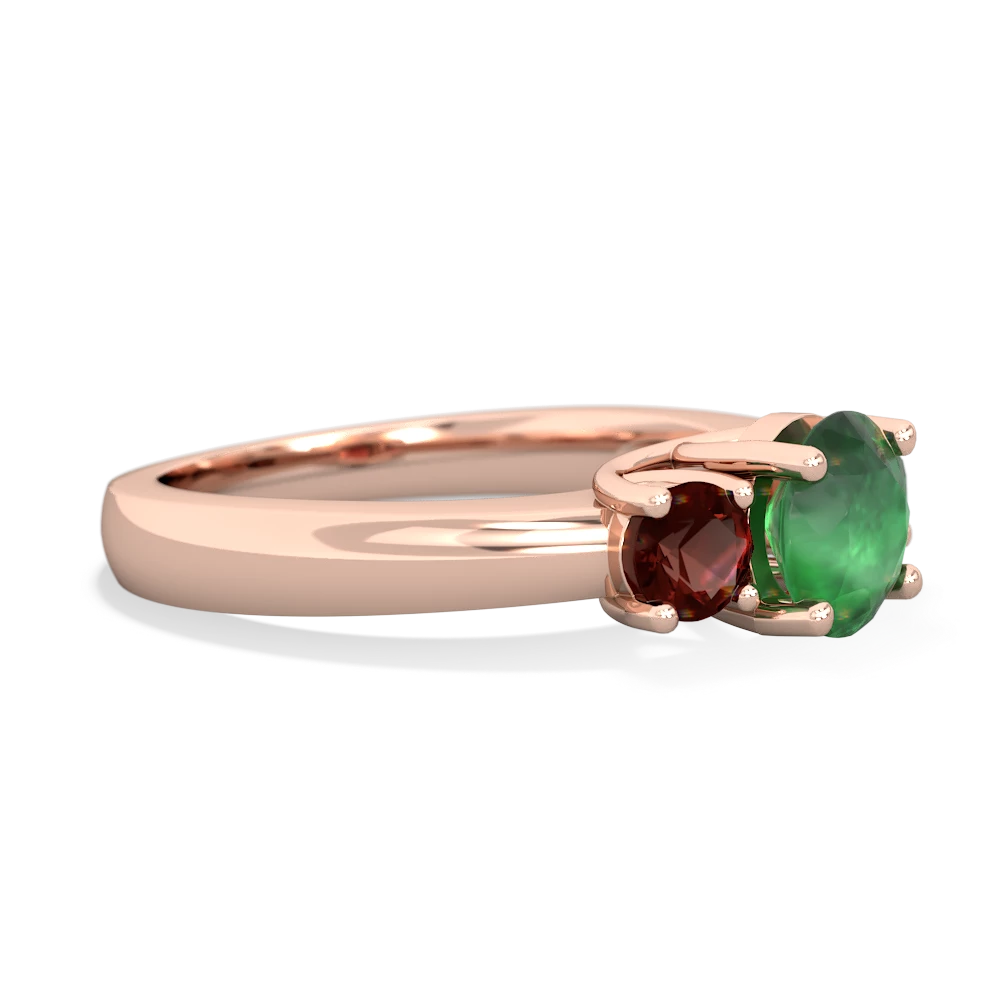 Emerald Three Stone Round Trellis 14K Rose Gold ring R4018