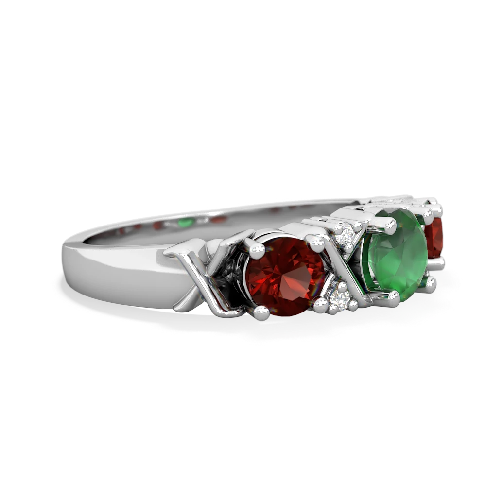 Emerald Hugs And Kisses 14K White Gold ring R5016