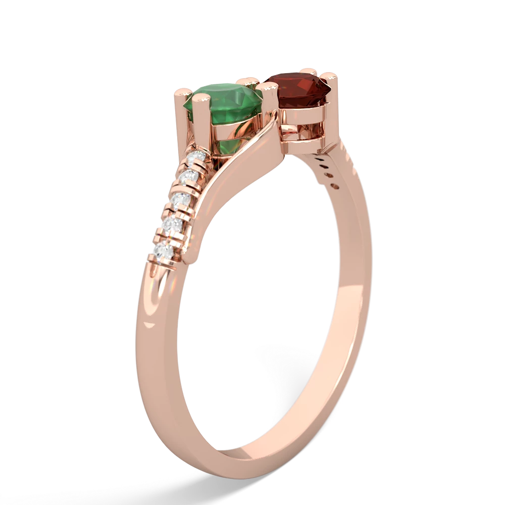 Emerald Infinity Pave Two Stone 14K Rose Gold ring R5285