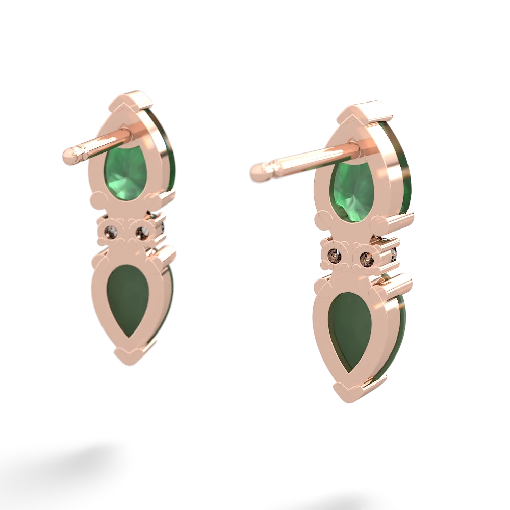 Emerald Bowtie Drop 14K Rose Gold earrings E0865