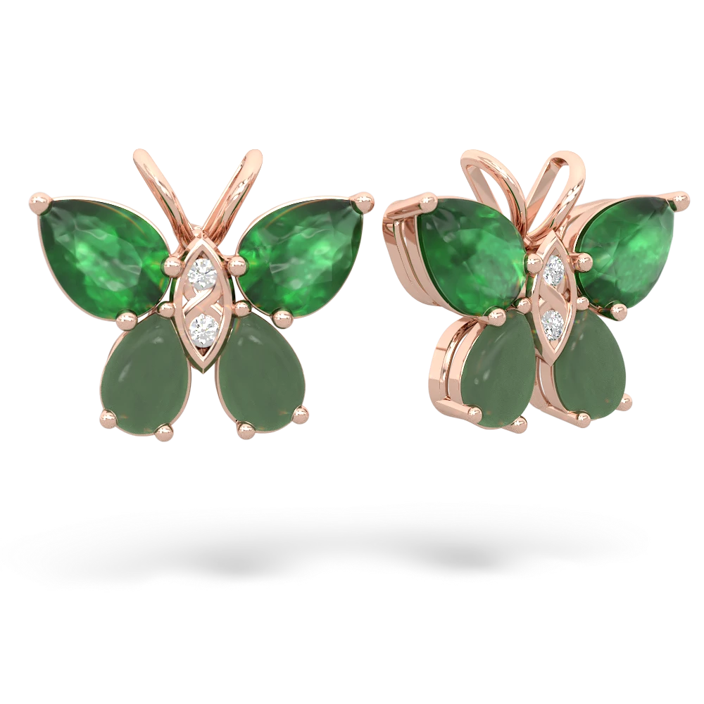 Emerald Butterfly 14K Rose Gold earrings E2215