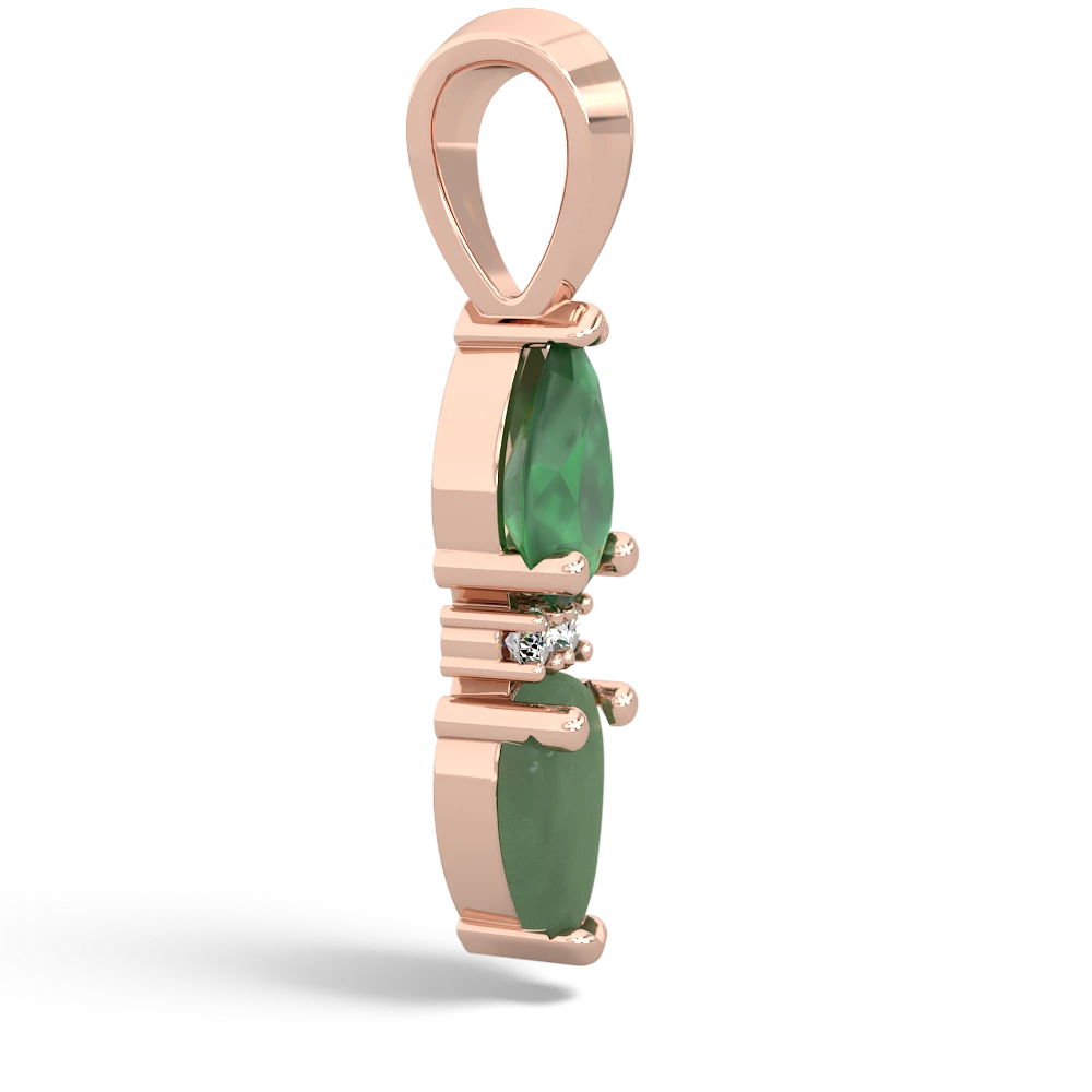 Emerald Bowtie Drop 14K Rose Gold pendant P0865