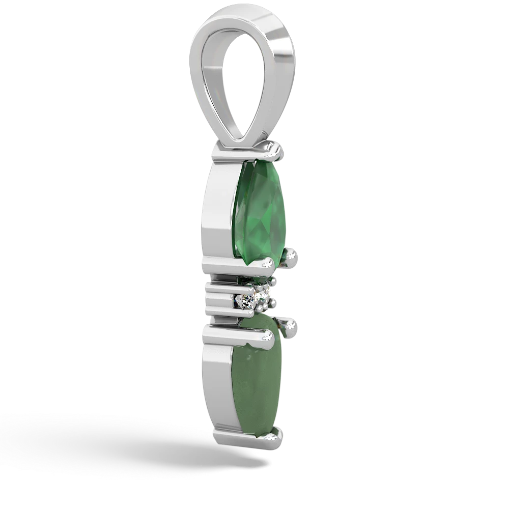 Emerald Bowtie Drop 14K White Gold pendant P0865